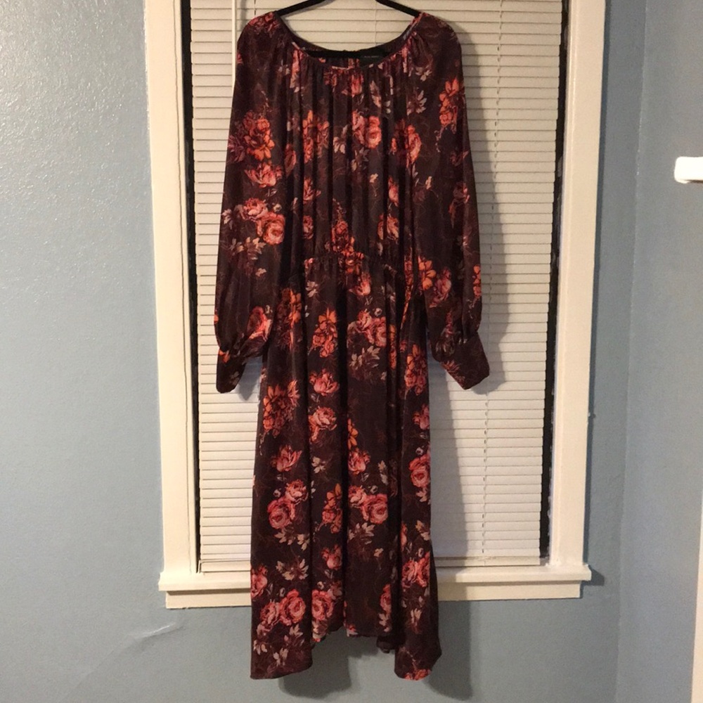 Floral Satin Midi Dress